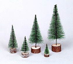 Christmastopia.com - 5 Inch Frosted Green Village Tree 6 per Set