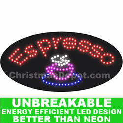 Christmastopia.com - Flashing LED Lighted Espresso Sign