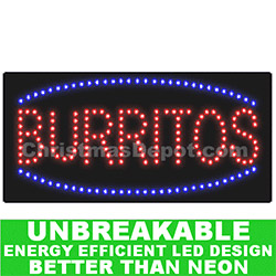 Christmastopia.com - Flashing LED Lighted Burritos Sign