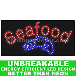 Christmastopia.com - Flashing LED Lighted Seafood Sign