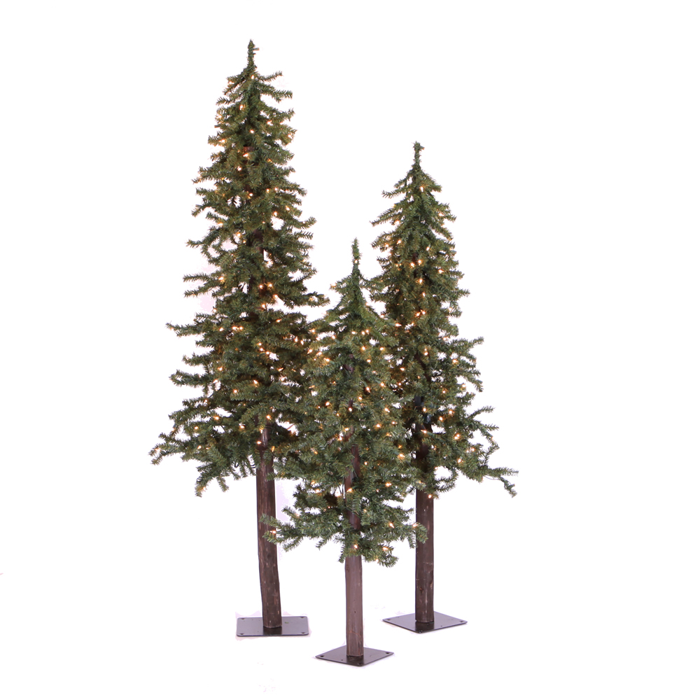 Christmastopia.com - Natural Alpine Artificial Christmas Tree - 205 LED Warm White Mini Lights - Small Set of 3