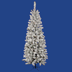 Christmastopia.com - 8.5 Foot Flocked Pacific Pencil Artificial Christmas Tree 500 DuraLit Multi Lights