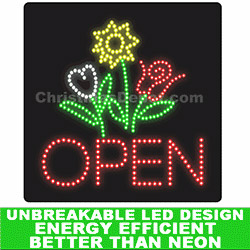 Christmastopia.com - Flower LED Flashing Lighted Open Sign