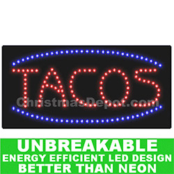 Christmastopia.com - Flashing LED Lighted Tacos Sign