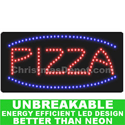Christmastopia.com - Flashing LED Lighted Pizza Sign