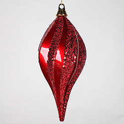 Christmastopia.com - 12 Inch Red Candy Glitter Swirl Drop Christmas Ornament