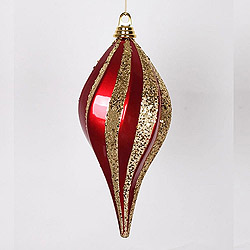Christmastopia.com - 12 Inch Red And Gold Candy Glitter Swirl Drop Ornament
