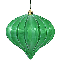 Christmastopia.com - 5.7 Inch Emerald Shiny Onion Mardi Gras Ornament 3 per Set