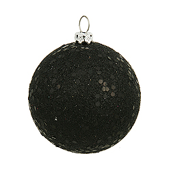 Christmastopia.com - 4 Inch Black Sequin Round Ornament 6 per Set
