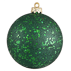 Christmastopia.com - 4 Inch Emerald Sequin Round Ornament 6 per Set