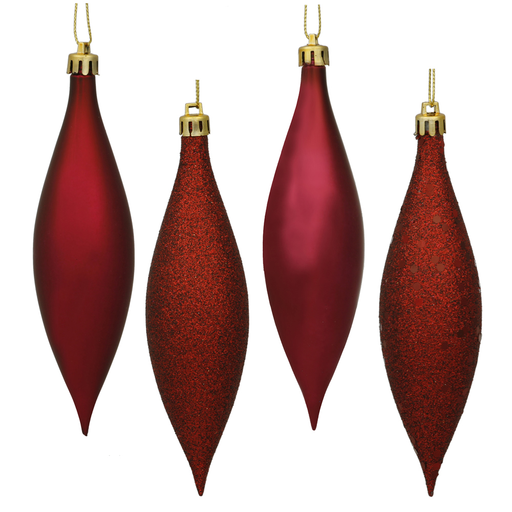 Christmastopia.com - 5.5 Inch Berry Red Drop 4 Finish Asst 8 Bx