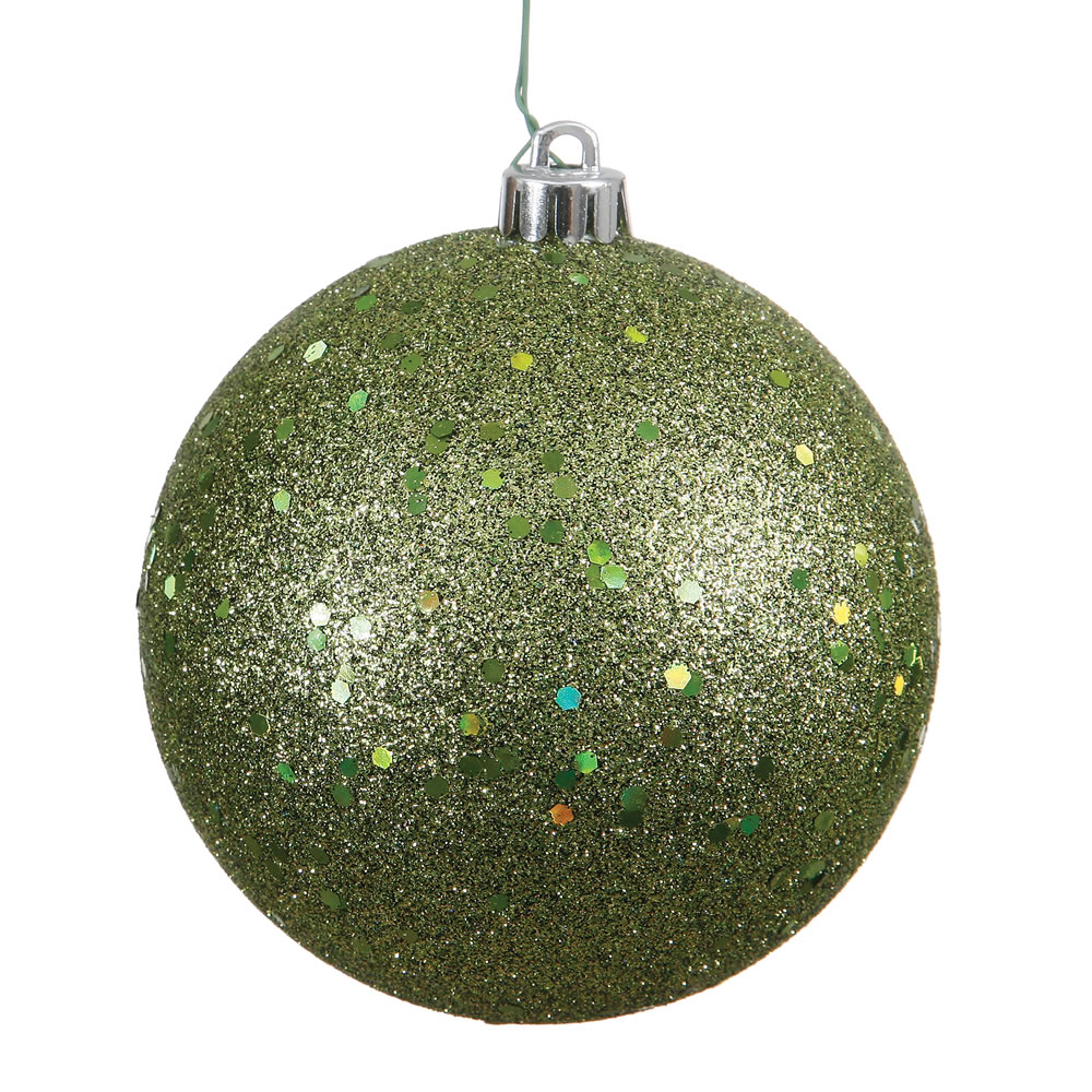 Christmastopia.com - 4 Inch Olive Sequin Round Ornament 6 per Set