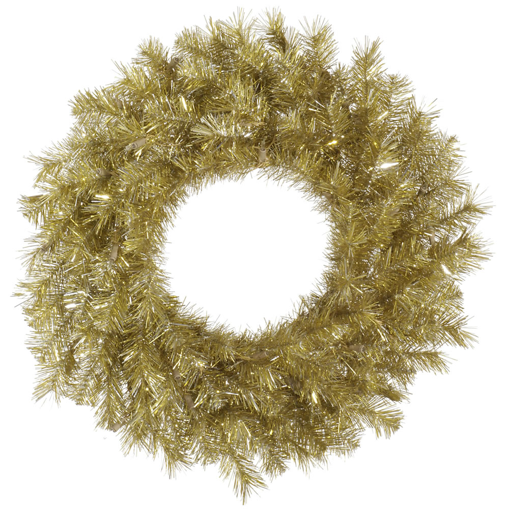 Christmastopia.com - 24 Inch Gold Silver Tinsel Artificial Christmas Wreath Unlit