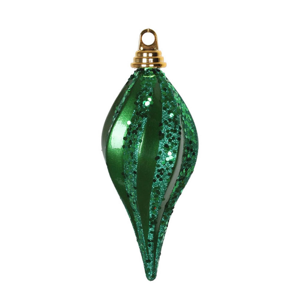Christmastopia.com - 8 Inch Green Candy Glitter Swirl Drop Mardi Gras Ornament
