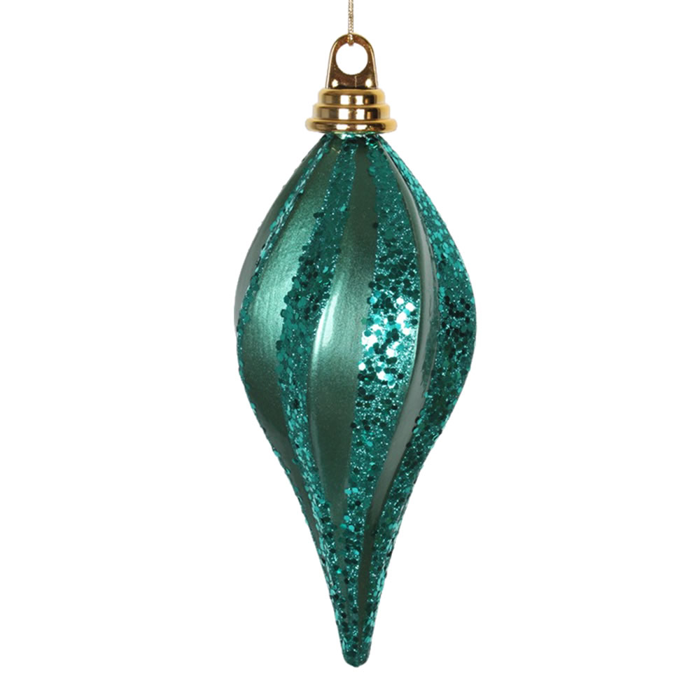 Christmastopia.com - 8 Inch Emerald Candy Glitter Swirl Drop Ornament