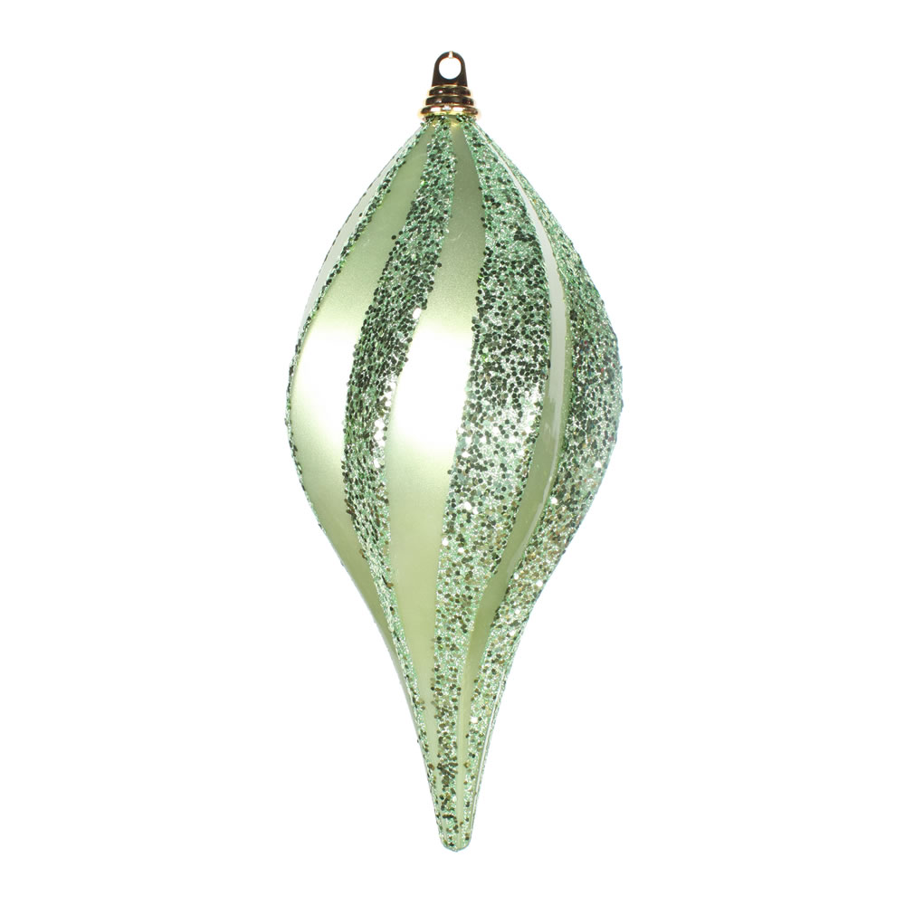 Christmastopia.com - 8 Inch Celadon Candy Glitter Swirl Drop Ornament